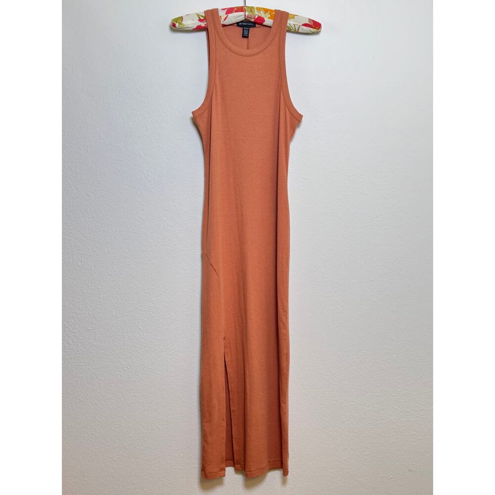 Beyond Yoga Formation Ribbed Tank Midi Dress Peach Orange XS